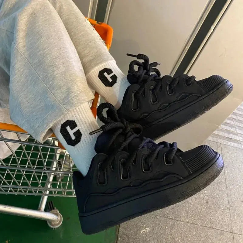 Comfortable Black Mens Sports Shoes Breathable Casual Non-slip Running Student Athletic Shoes Platform Fashion Brand Women Shoes Y2Bags
