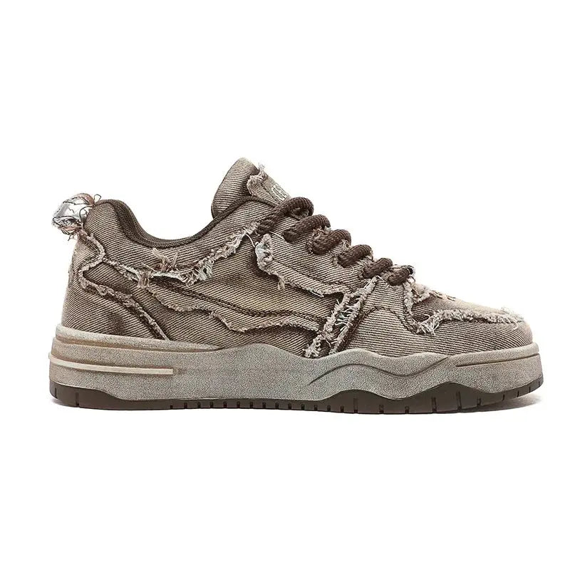 Men's Personalized Denim Retro Fashion Skateboarding Shoes Versatile Men's Sports Shoes Couple Outdoor Sports and Casual Shoes Y2Bags