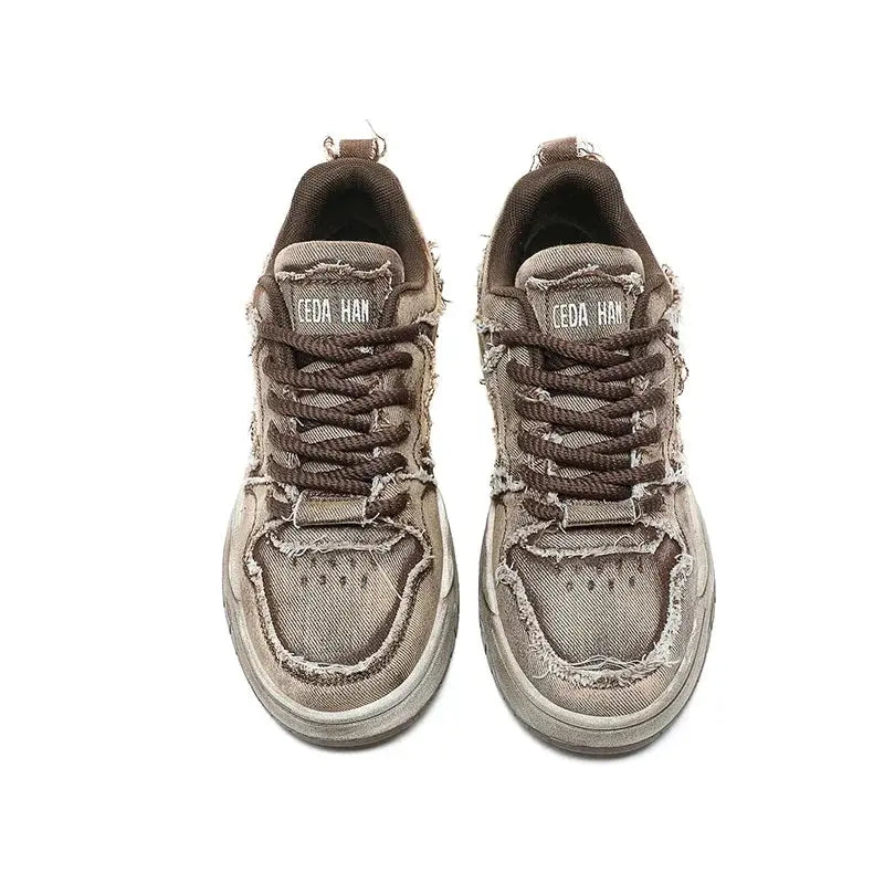 Men's Personalized Denim Retro Fashion Skateboarding Shoes Versatile Men's Sports Shoes Couple Outdoor Sports and Casual Shoes Y2Bags